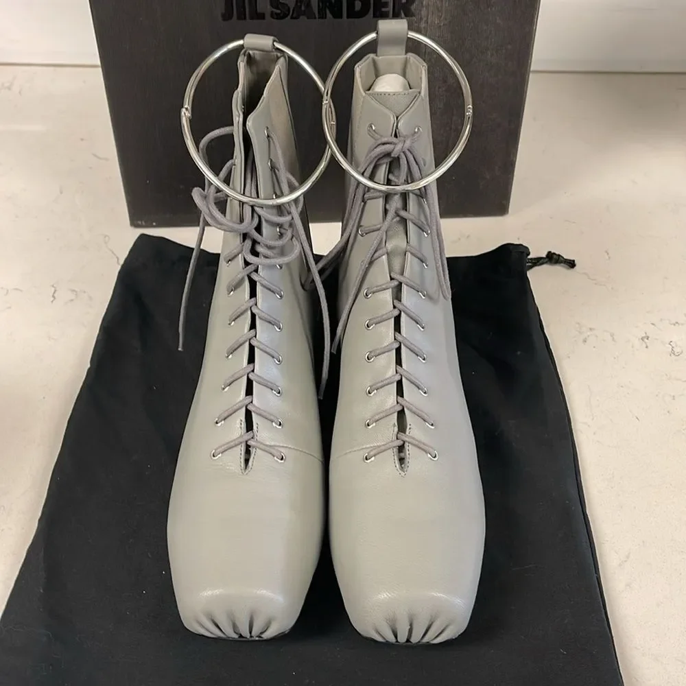 Jill Sander Grey Leather Boots Size 38 Never Worn Ballet Boots Size 8